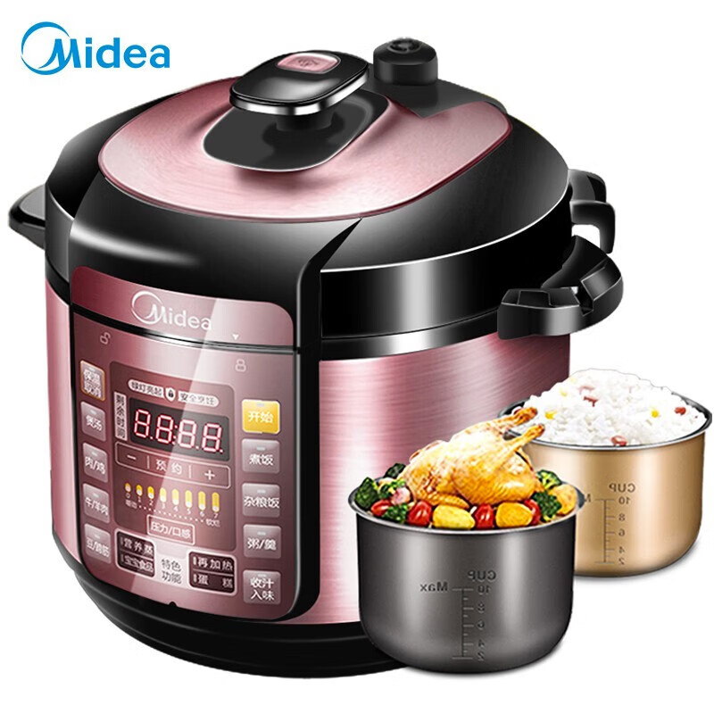 美的(midea)电压力锅  家用6l大容量多功能智能压力锅电饭煲 双胆 my