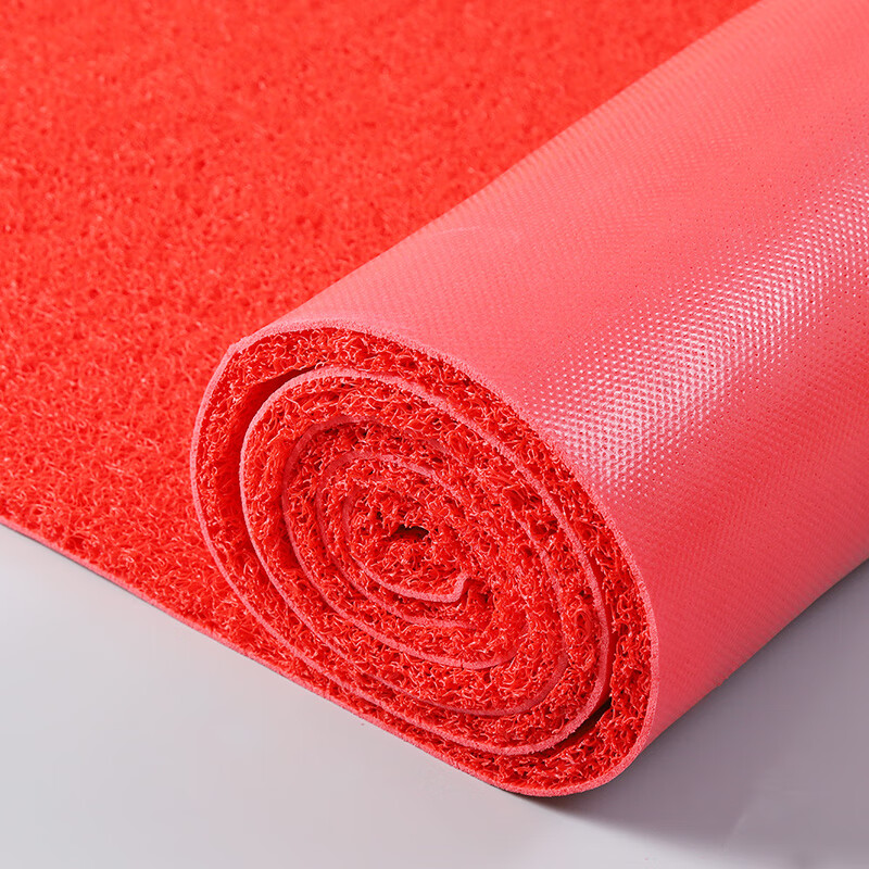 XMSJ室外红地毯pvc塑料丝圈地垫进门垫楼梯防滑垫大面积加厚迎宾脚垫 红色 加厚丝圈 特厚0.9米宽*1米长【1.5cm厚】