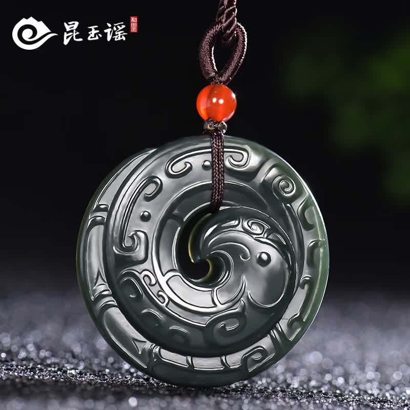 昆玉谣天然和田玉力挽狂澜玉坠扭转乾坤吊坠男款平安扣时来运转挂件