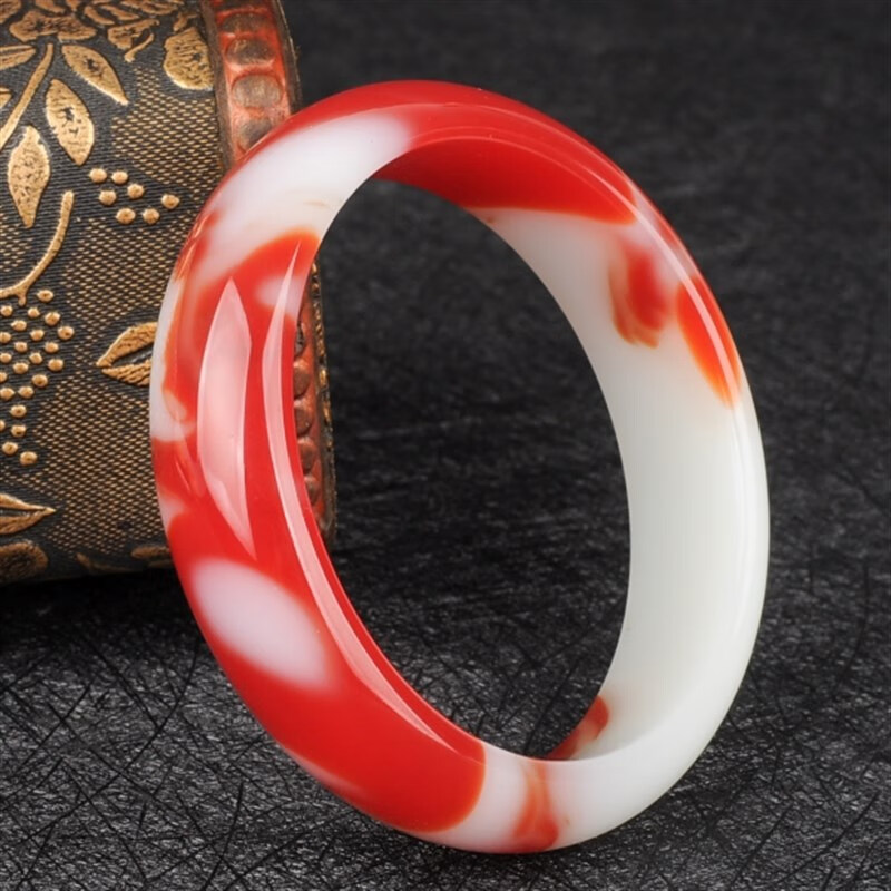 尚之之玉石新疆和田玉鸡血玉手镯新疆彩玉丝玉鸡血玉520送男女朋友