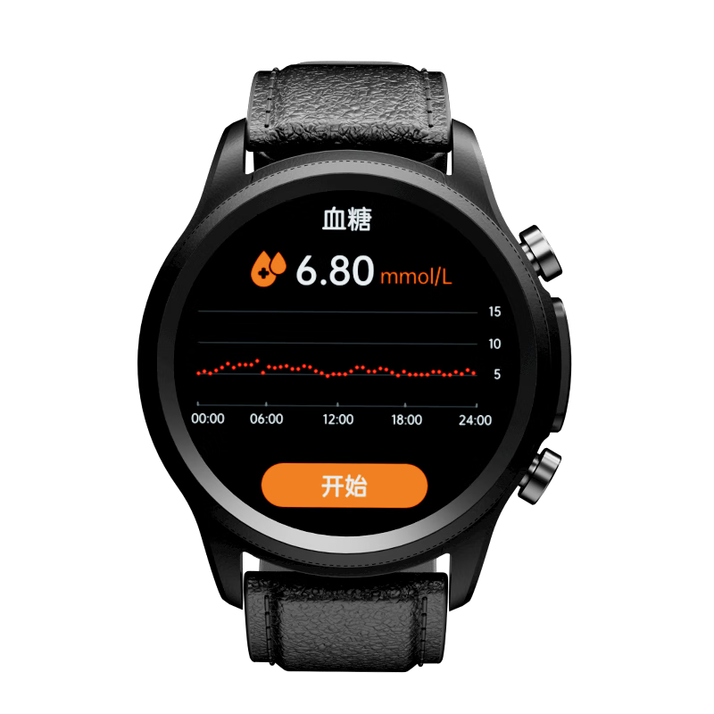 dido E55S高精准测血糖血压血氧心率心脏睡眠智能手表 皮质黑-旗舰系列