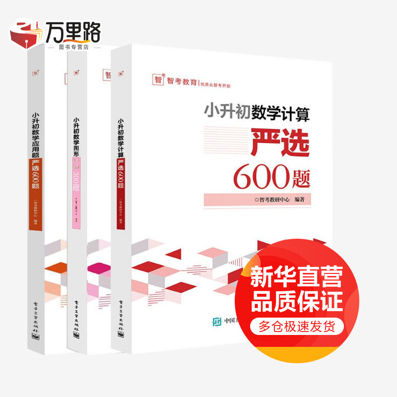 套装3册 智考教育 小升初数学计算+应用题+数学图形严选600题
