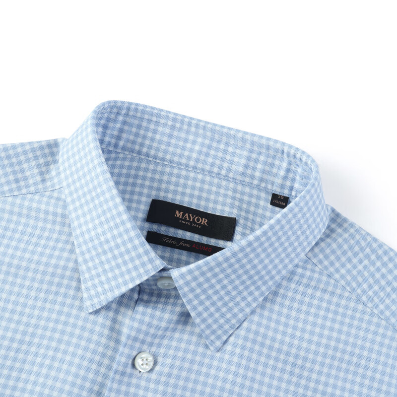 MAYOR男装 高支全棉免烫透气舒适长袖衬衫 MLTP19777HQT-3蓝色 175/92A