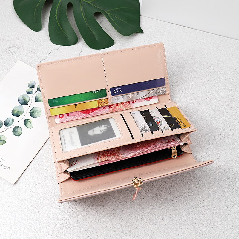 CUADEN KLLIATM手拿包钱包女多卡位票夹女士钱夹长款零钱包女生日礼物送女友老婆 【粉红色】 2025高级感女生包实用走心送老婆妈妈长辈