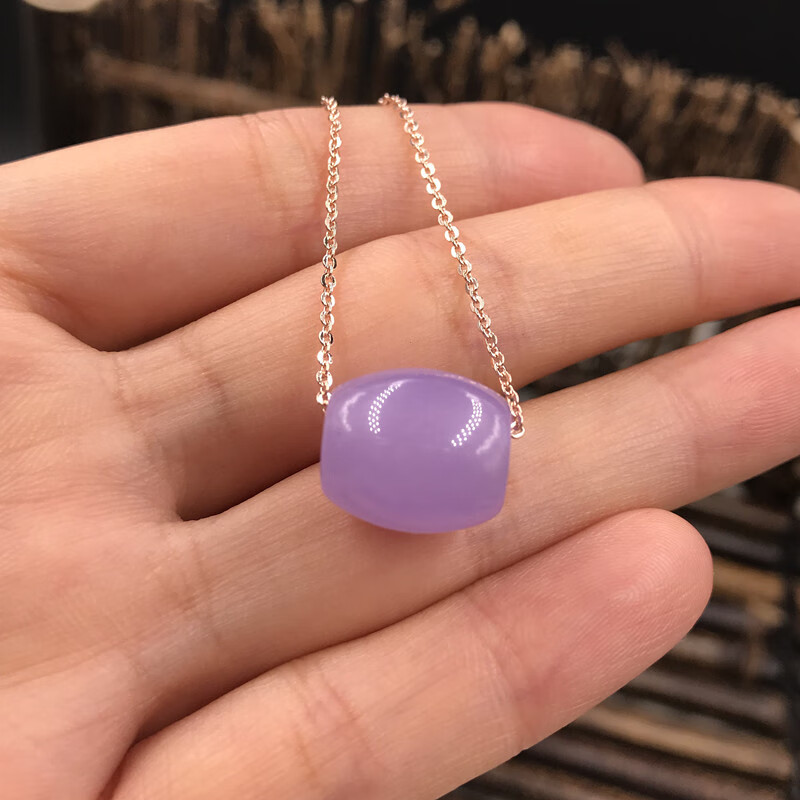 聪蝶缅甸翡翠满紫色转z运珠桶珠吊坠紫罗兰路路通锁骨吊坠证书