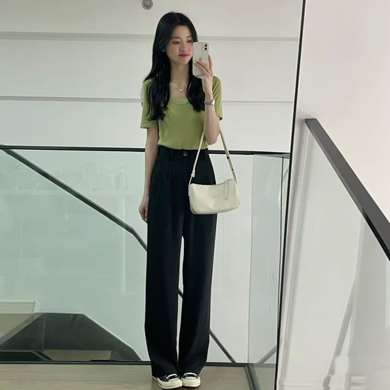 奕菓夏天高个子女装170-175套装穿搭轻熟风套装女夏季新款针织短袖t恤