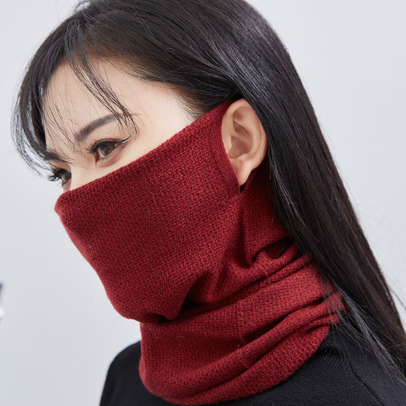 围脖女秋冬季韩版百变挂耳面罩保暖护颈脖套百搭围巾加厚防风 灰色