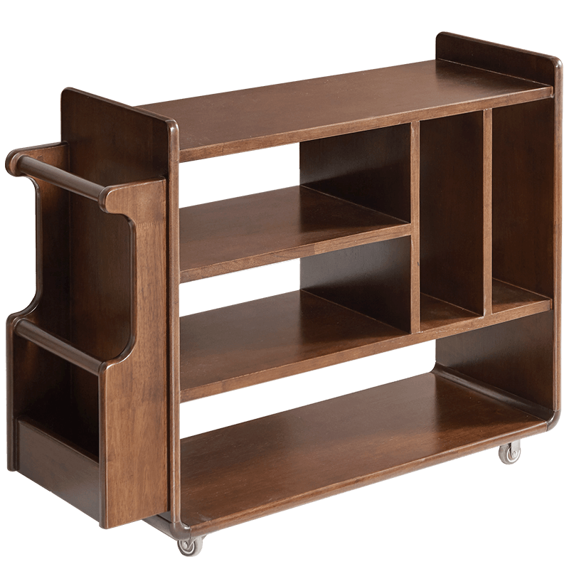 艺柳园 实木茶几沙发边几可移动角几边桌茶几客厅侧边柜置物柜小茶几小推车多用途 【A款】可移动胡桃色