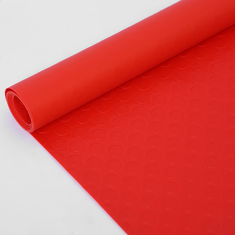 京乐室外地毯塑胶塑料防滑pvc加厚防水橡胶走廊楼梯满铺地胶地板 红色普通薄款铜钱纹 1.2mm厚 1米宽*5米长