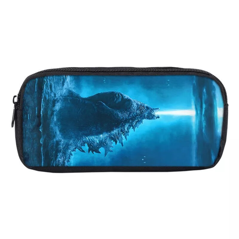 哥斯拉笔袋儿童卡通文具盒中小学生印花铅笔盒大容量收纳包袋 双层笔袋(+5支笔10支笔芯) 哥斯拉31