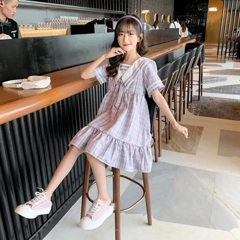 乔僖枫女童连衣裙夏装裙子中大童女孩夏季学院风公主裙3-14岁儿童