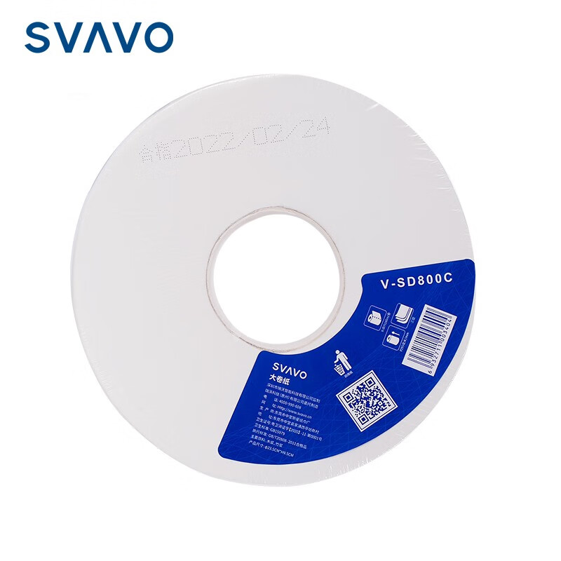 瑞沃（SVAVO）大卷纸 厕所卫生纸 无芯卷筒手纸 商用三层加厚800克大盘纸 3层 800g/卷*12卷 V-SD800C VSD800C