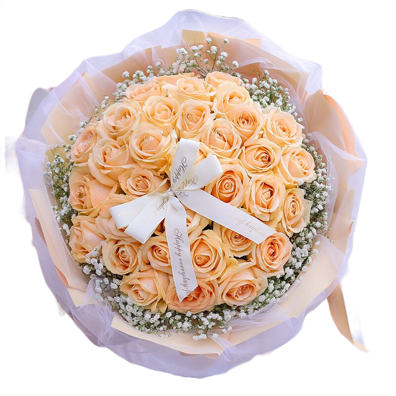 花遞鮮花速遞33朵玫瑰花束生日禮物送老師送女友同城配送當日達 【甜蜜相望】33朵香檳| AA58 平時(shí)價(jià)