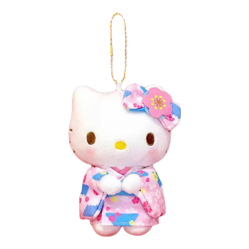 THREE KIDS日本正版hellokitty富士山櫻花凱蒂貓哈嘍kt貓公仔玩偶毛絨包掛件 玩偶—高12cm