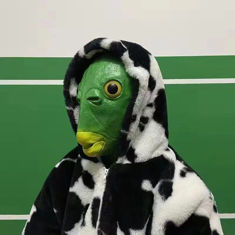 绿野客鱼头怪面罩胖头鱼头套网红搞怪奇葩帽子搞笑沙雕绿鱼人绿头鱼