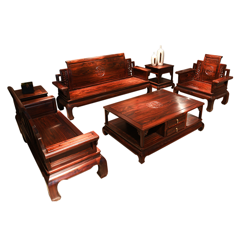 质木匠 红木家具印尼黑酸枝(学名:阔叶黄檀)实木沙发组合中式客厅家具 天龙八部沙发套装 天龙八部沙发123六件套