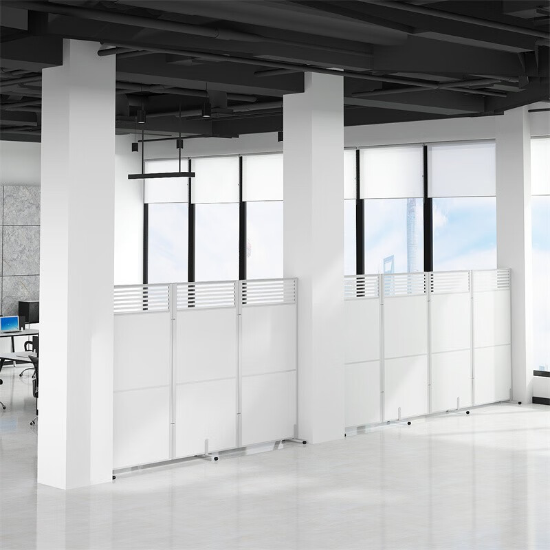 世科 办公室屏风隔断移动屏风可折叠高隔断板式隔墙隔板简约现代 1米宽*1.8米高板+玻璃（含铝合金支撑脚）