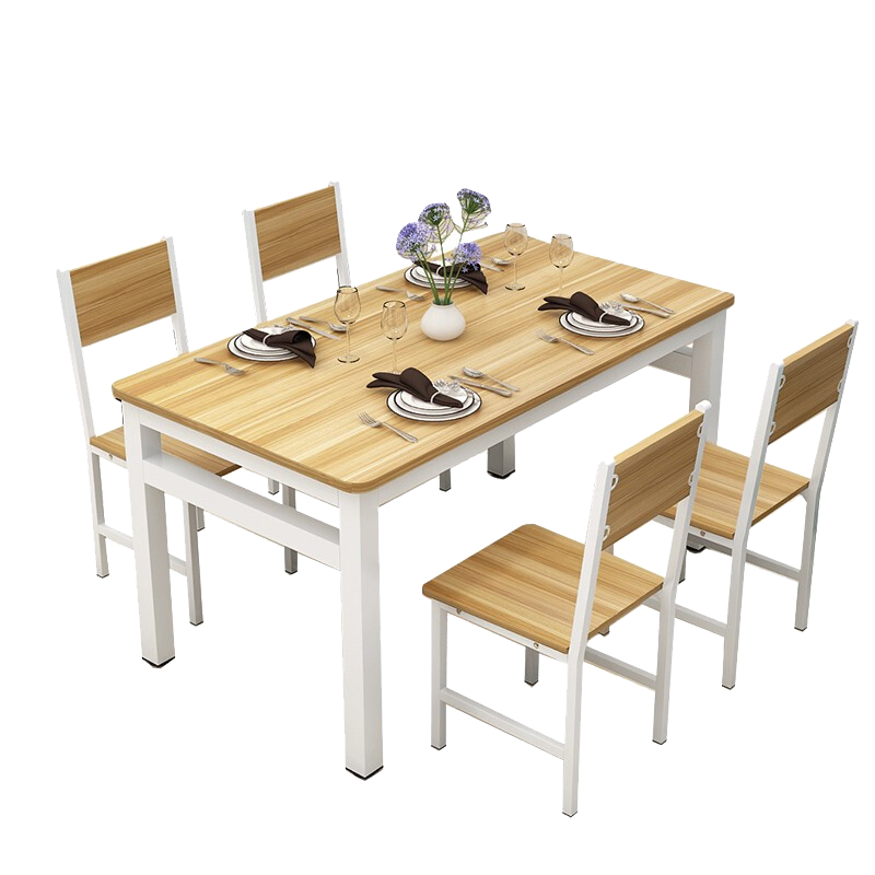 湃亮小户型餐桌椅组合家用现代简约饭桌快餐桌6人4人早餐店饭店大排档餐馆吃饭桌子简易长方形一桌四椅 圆角加固120*50*75cm一桌四椅