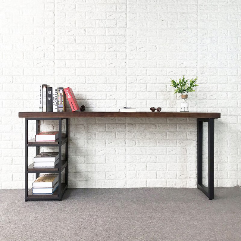 长条桌窄桌 四方桌子 餐桌实木书桌美式工业风复古做旧简约铁艺靠墙边