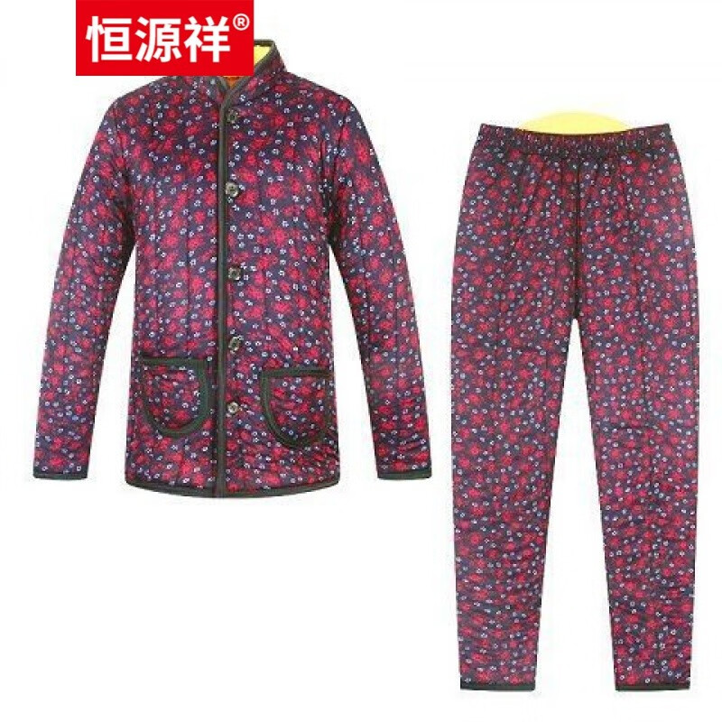 棉袄棉裤女秋冬装加绒加厚奶奶装套装妈妈棉衣老人老太太大牌女装专卖