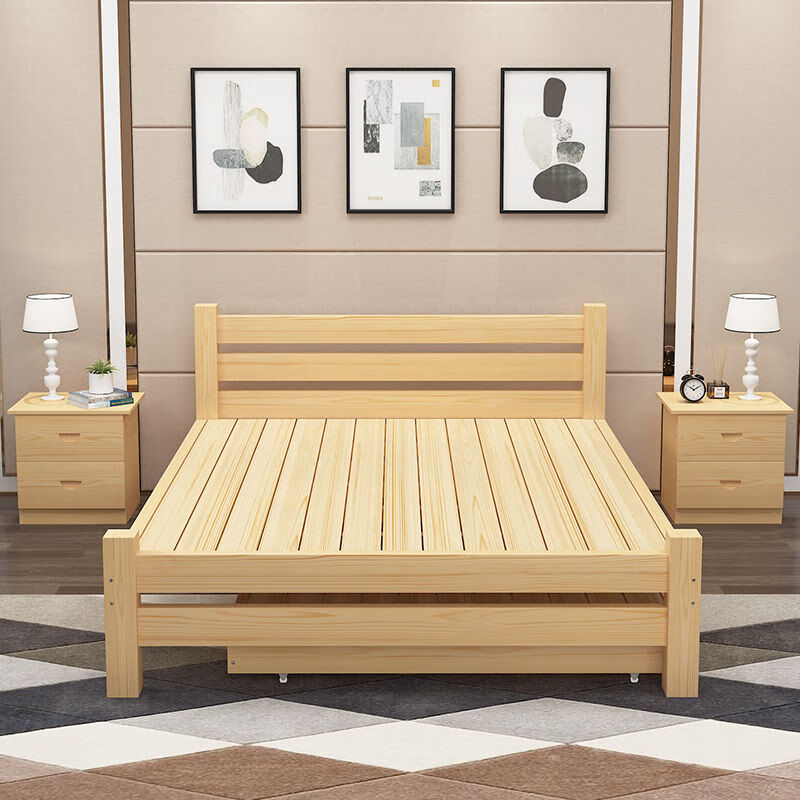 季荣春拖床实木床带拖床双人床单人床抽拉拖床推拉床简约实木拖床