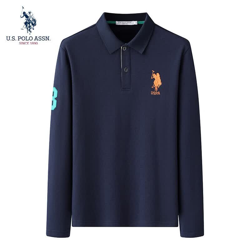 U.S. POLO ASSN.polo衫男保罗长袖翻领纯色棉秋季潮流男士打底衫t恤 藏青 2XL怎么样,好用不?