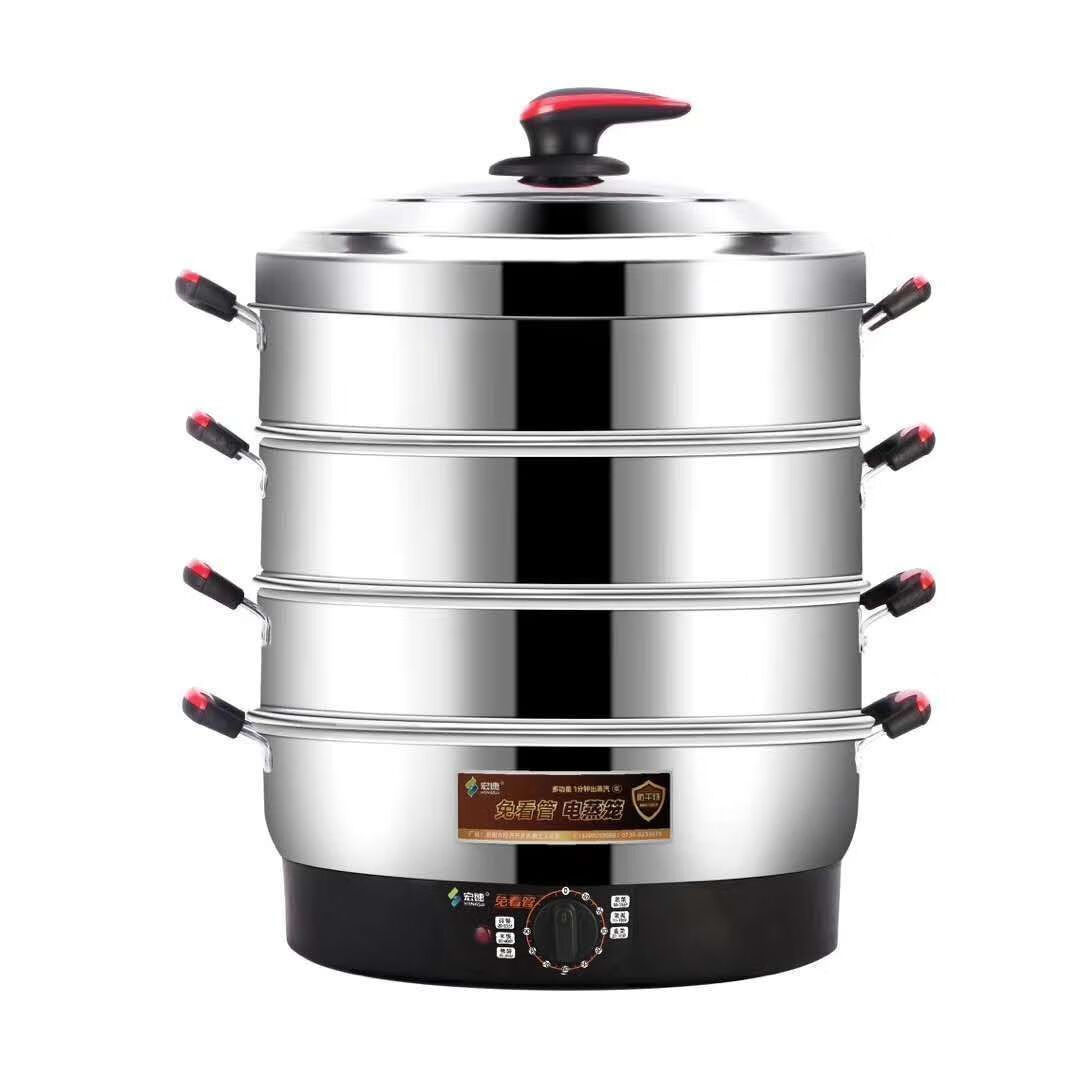 盛泽鱼家用大容量多层电蒸笼多功能蒸菜馒头三层不锈钢插电蒸汽锅蒸煮