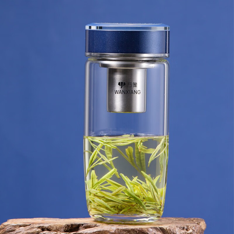 万象(wanxiang) 单层玻璃杯男士泡茶水晶口杯带茶漏办公茶杯个性创意