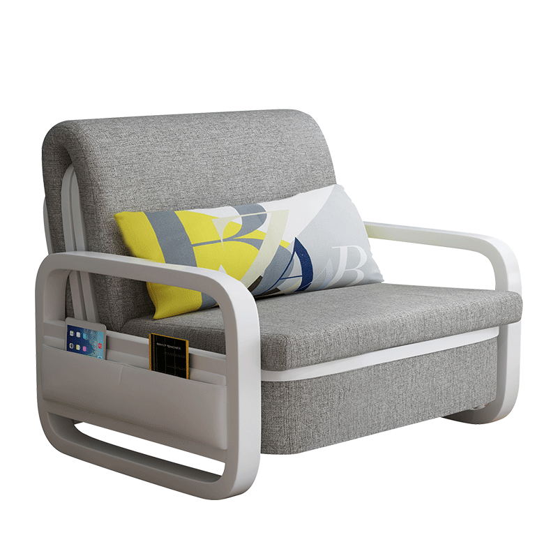 西堡迪 可折叠沙发床单人两用多功能卧室简易懒人午休小户型阳台推拉床 浅灰色 0.83米常规海绵款