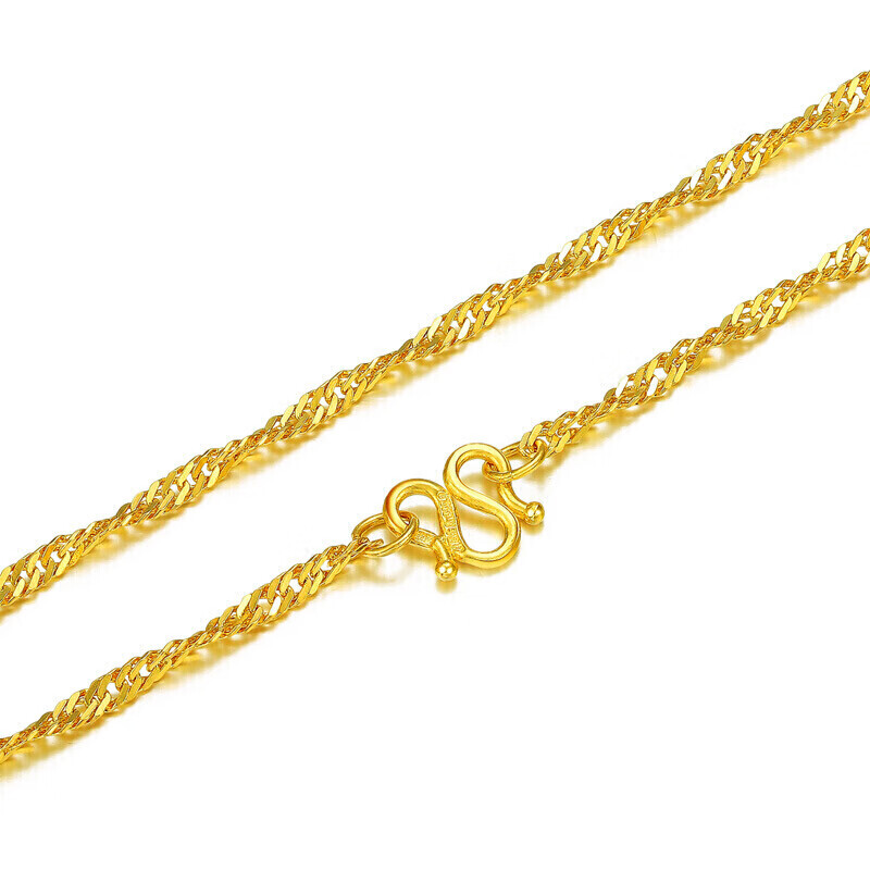 黄金项链赛菲尔足金999.9水波纹黄金项链粗细女款首饰金项链对比哪款性价比更高,评测教你怎么选？