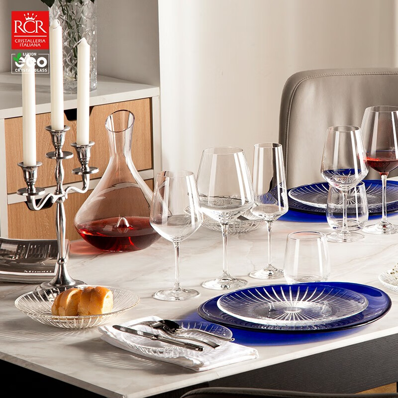 RCR水晶玻璃勃艮第轻奢红酒杯套装家用高档葡萄酒醒酒器高脚杯酒具 【品酒】380ml晶质葡萄酒杯 6只