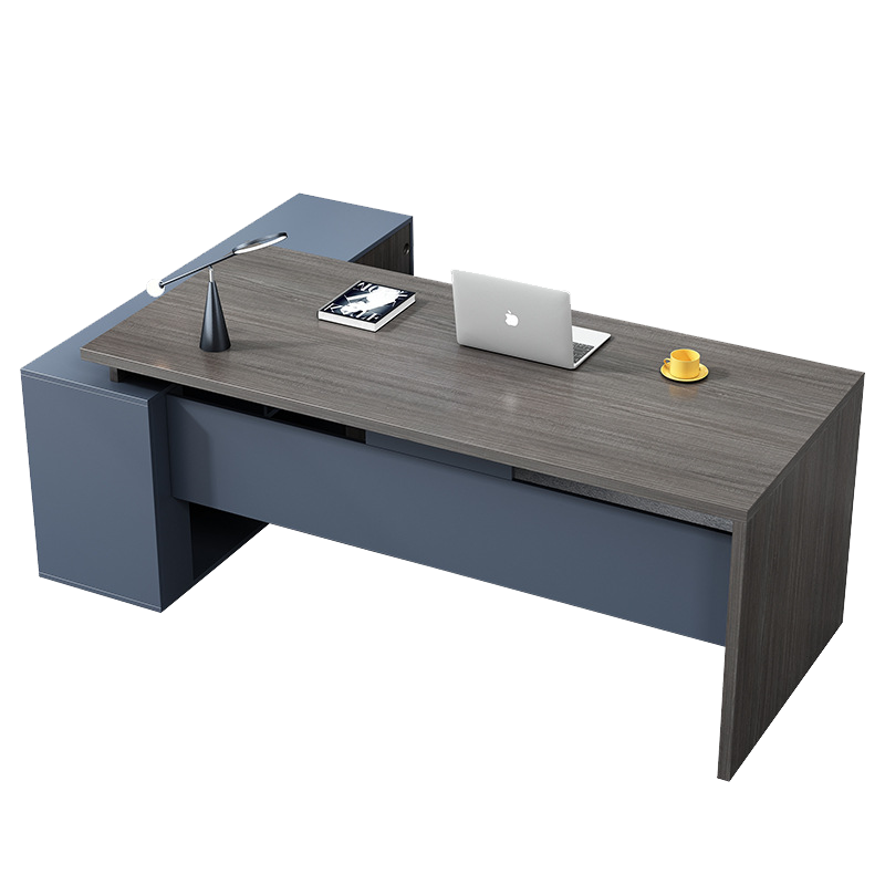 洛来宝老板桌办公桌现代简约大班台经理桌板式主管桌单人1.4米含侧柜