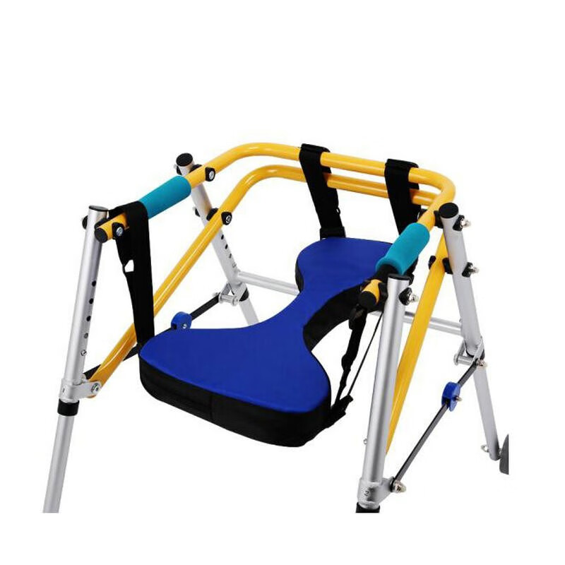 祝浩康 残疾儿童助行器带轮脑瘫学步车儿童康复器材助步器训练站立架拐杖行走辅助器铝合金折叠 中号含坐垫