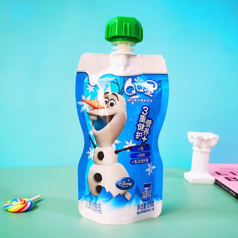 利酸奶qq星儿童风味发酵乳酸奶草莓果泥原味优酪乳120g*20袋学生.