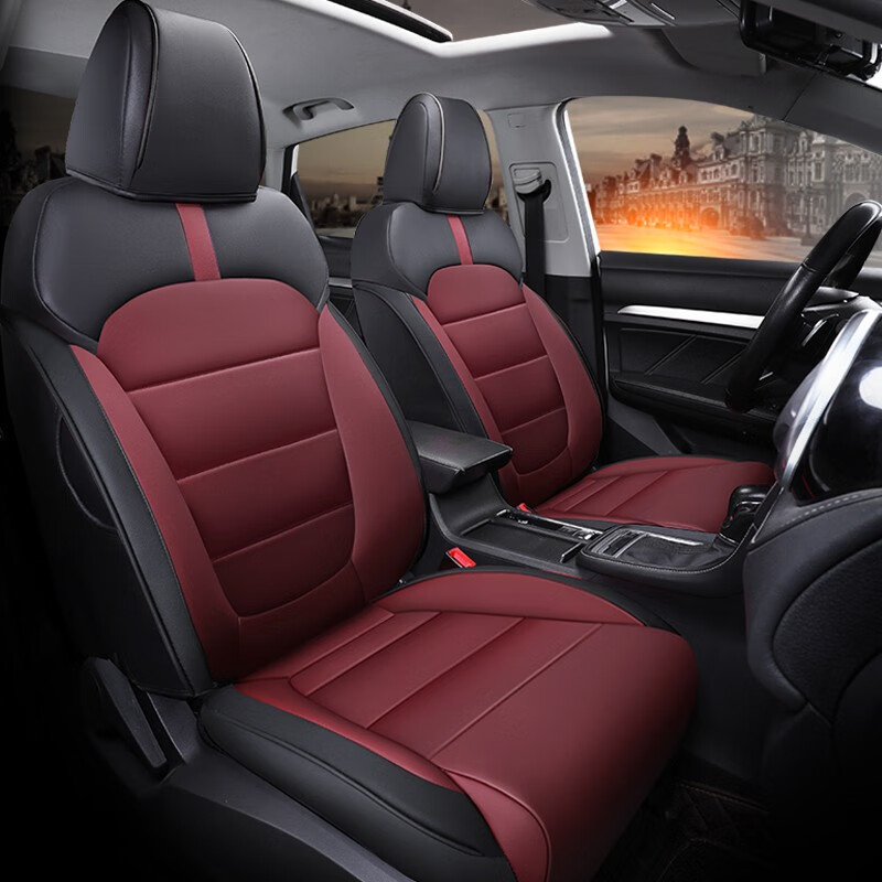 6名爵zs名爵hs mg领航专用汽车座套全包围四季通 酒红色-标准版 后排