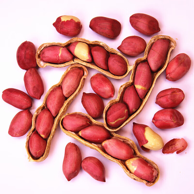 哺食旺东北红皮花生新货炒熟带壳花生现炒坚果味散装四粒红衣花生5斤