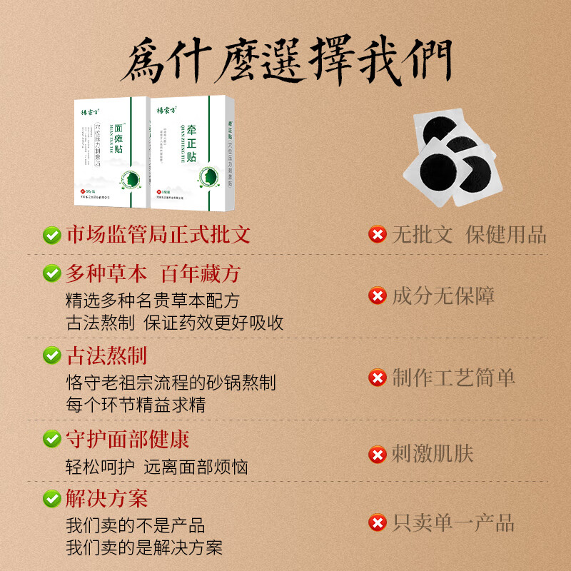 杨家方面瘫贴嘴歪眼斜牵正贴面部神经痉挛面瘫后遗症口眼联动 轻度1盒装+牵正贴1盒