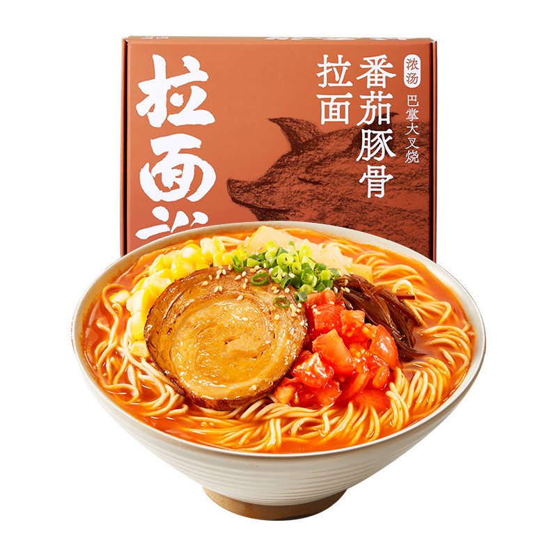 拉面说 日式番茄豚骨叉烧拉面非油炸方便面汤面一人份 235.4g/盒