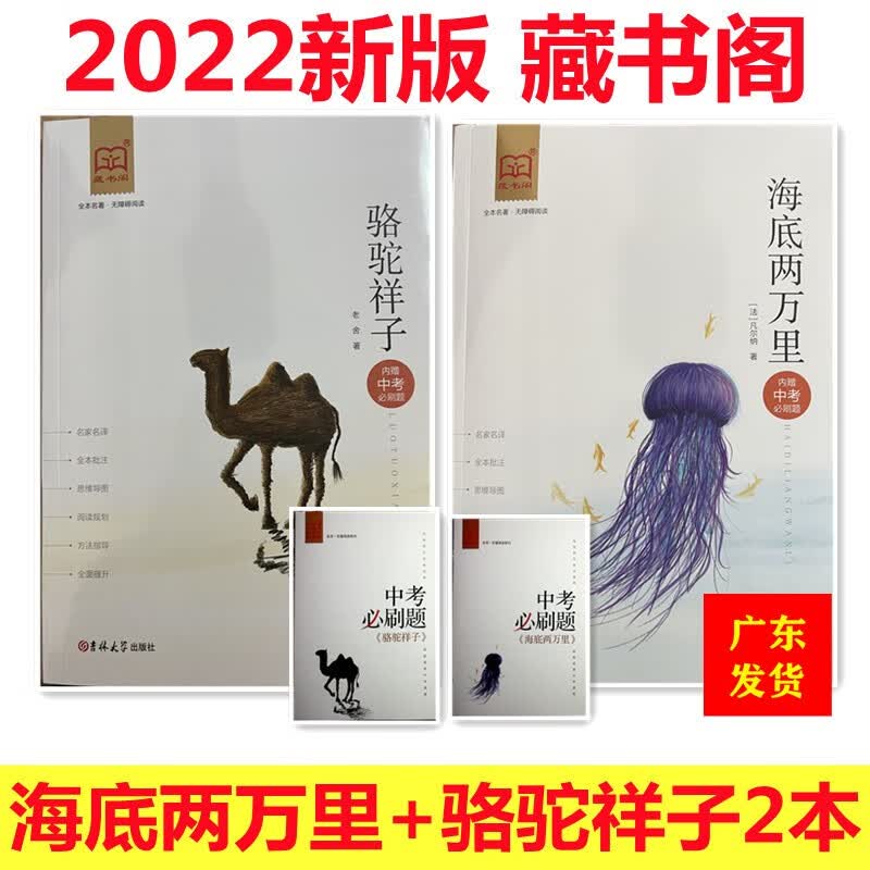 2022版 藏书阁 全译本 名著阅读 海底两万里+骆驼祥子2本内赠中考必刷题