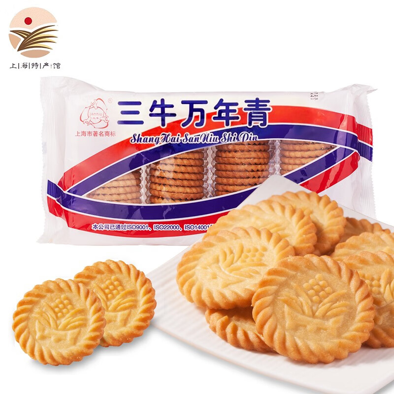 【上海馆】三牛 万年青椒盐酥饼干400g 量贩装大袋装 酥性饼干老上海