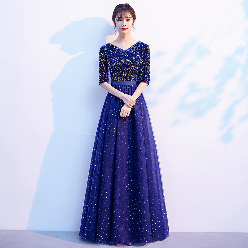 钢琴礼服女高中大合唱团演出服女长裙合唱服装高中生学生钢琴表演奏