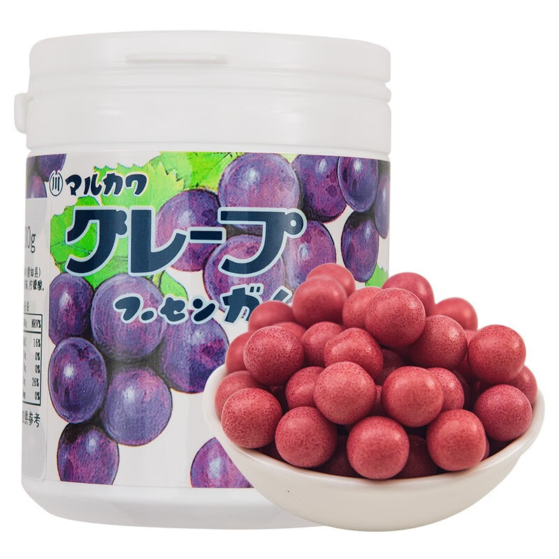 丸川日本原装进口 丸川 葡萄味口香糖130g 休闲随身口香糖罐装 葡萄味
