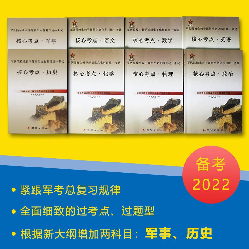 自选】军考复习资料2022版高中考军校考试复习资料军队院校招生教材部队士兵士官军官考武警学书籍 高中毕业士兵考军校核心考点