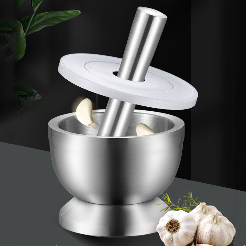 为尔佳304不锈钢捣蒜搅蒜罐捣药罐捣芝麻罐压中药捣碎器辅食研磨器捣