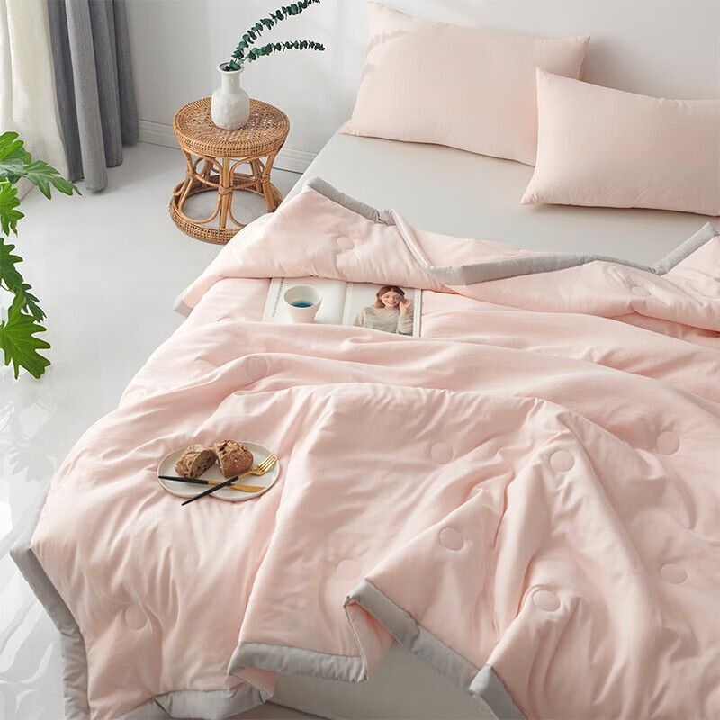 多喜爱家纺可水洗空调被大豆纤维夏薄被可机洗夏凉被夏被床上用品 亲肤水洗面20%大豆纤维夏被(粉) 120*150cm 0.9米床