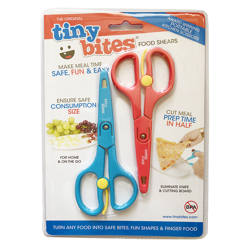 tiny bites美國進口Tiny Bites兒童輔食剪 寶寶手動研磨器 工具食物剪 剪刀 紅+藍套裝