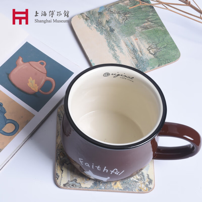 上海博物館上海博物馆 木质杯垫古代书法茶杯垫防烫垫子生日礼物送朋友 古代山水
