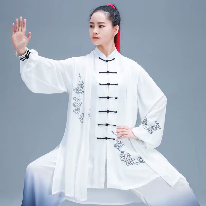 云太极表演服 云太极春秋新款三件套太极服武术练功表演男女套装手工