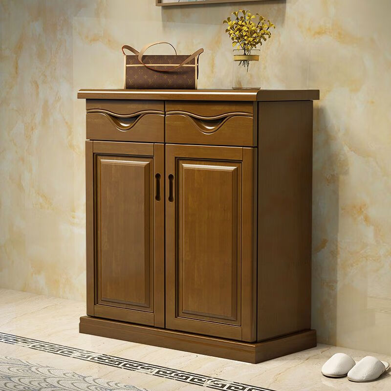 盎梓实木鞋柜家用对开门单两门三门多层大容量客厅现代中式储物门厅