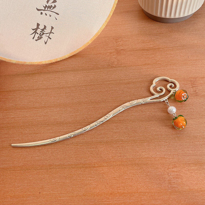 柿柿如意祥云发簪高级感旗袍配饰丸子头发饰秋簪子女古风汉服头饰 9922A柿柿如意